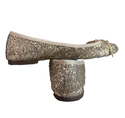 GAP BALLET FLATS SHOES GLITTER GOLD  SIZE 8.5 ROUND TOE BALLERINA USED WOMEN - Image 1 of 4