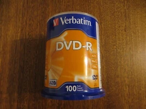 100 x Verbatim blank DVD-R 16x 4.7GB - FULL HUB Wide Printable DVD Discs - Picture 1 of 2