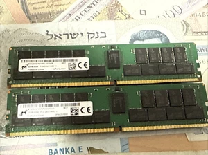 Lot 2x 32GB (64GB) Micron MTA36ASF4G72PZ-2G3D1SK PC4-2400 RDIMM Server Memory - Picture 1 of 2