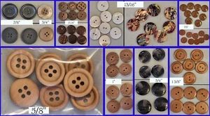 Round Buttons - Wood, Plastic, Shell - Many Different Sizes - Picture 1 of 9