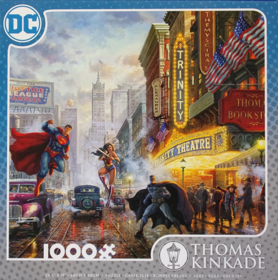Thomas Kinkade DC Comics Trinity 1000 PC Puzzle Batman Superman Wonder Woman