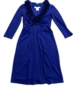 Maggy London Women's Blue Long Sleeve V Neck Dress. Size 4 - Picture 1 of 3