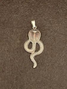 This Brilliant MCM 925 Sterling Silver Cobra Snake Figural Pendant Pre Owned - Picture 1 of 9
