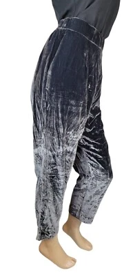 Ann Taylor Easy Ankle Silver Grey Crushed Velvet Velour Stretch Pull On Pants L - Image 1 of 4