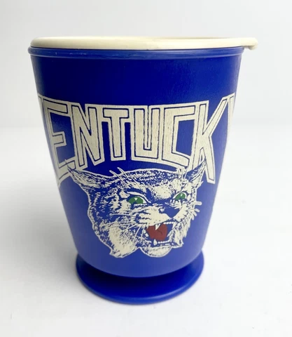 Vintage Kentucky Wildcats Blue Plastic Coffee Mug Trip Sip With Lid Cover