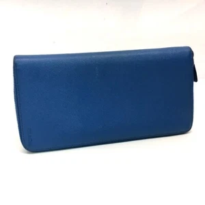 PRADA Saffiano Leather Zip Around Long Wallet Blue 2ML220 - Picture 1 of 8