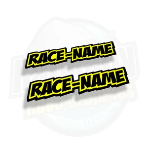 NEON RACE NAME (nickname) STICKERS DECALS GRAPHICS - "POW-NEON-2" (fluorescent) - Picture 1 of 2