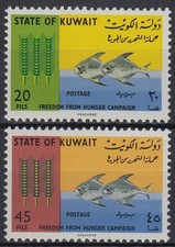 Kuwait 1966 ** Mi.304/05 Ernährung Nutrition Fische Fish Getreide Cereal Hunger