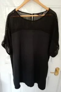 Yours Gr. 24 schwarz Pailletten Detail Shirt Bluse Top kastig Kurzarm Damen - Bild 1 von 9