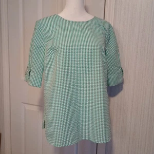 Top de guinga Crown And Ivy para mujer talla M arco abertura ojo de cerradura dobladillo redondo recto LNC - Imagen 1 de 11