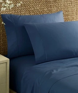 Nautica Regatta 400 Fadenzahl Baumwollsatin 4-teiliges Lakenset, King-Navy - Bild 1 von 4