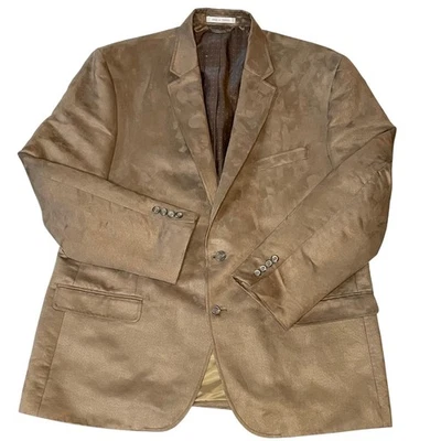 Blazer masculino Chaps 48R camurça sintética marrom 2 botões moderno visual retrô professor - Imagem 1 de 4