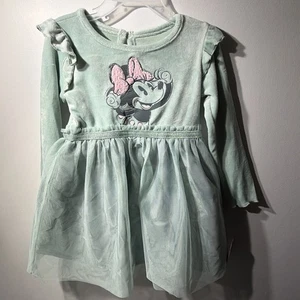 Vestito Minnie Mouse Bambina Taglia 2T Disney Junior Nuovo Con Etichette Verdastro Bluastro  - Foto 1 di 5