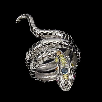 Heated Round Sapphire 2.5mm Rhodolite Garnet 925 Sterling Silver Cobra Ring 6.5 - Image 1 of 4