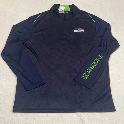 Seattle Seahawks Hombre Atlético 1/4 Cremallera Manga Larga Azul Marino Talla XL NUEVO CON ETIQUETAS Foto 1 de 4