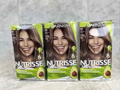 3 caixas! Cor de cabelo nutritiva Garnier Nutrisse #61 marrom cinza claro extra - Imagem 1 de 4