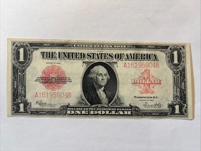 1923 $1 LARGE SIZE RED SEAL UNITED STATES NOTE!  CU - Image 1 of 4