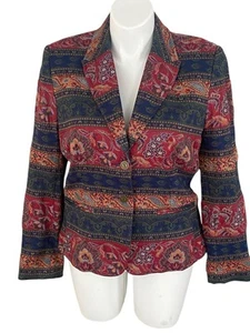 Napa Valley Womens  VINTAGE 2-button Blazer Jacket Floral Embroidered Size 16 - Picture 1 of 8