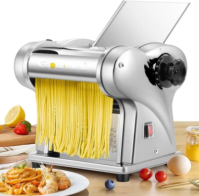 Macchina per Pasta Elettrica, 140W Motore Con 2 Lame (1.5Mm/4Mm) E 9 Spessori Re - Immagine 1 di 4