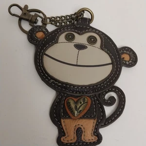 Chala Adorable Cute Monkey Key Chain Leather Bag Fob Charm Attachment - Picture 1 of 4