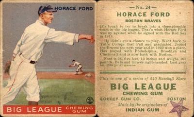 1933 GOUDEY BASEBALL CARD SET BREAK  3 - 240 REDEMPTION STAMP? ON BACK READ INFO - Image 1 of 3