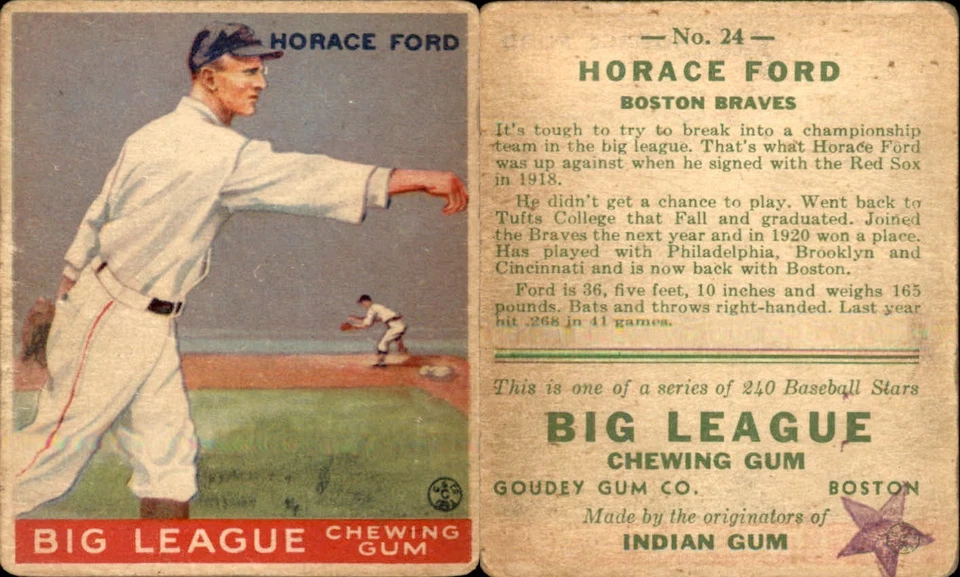 1933 GOUDEY BASEBALL CARD SET BREAK  3 - 240 REDEMPTION STAMP? ON BACK READ INFO - Image 1 of 3