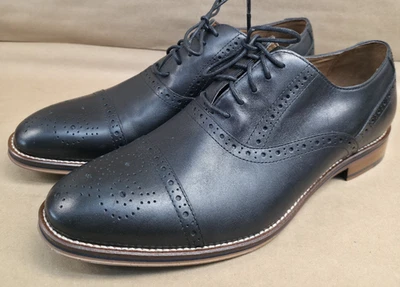 Sapato biqueira Johnston & Murphy Conard (tamanho 10,5 W) 20-8681 masculino couro preto - Imagem 1 de 4