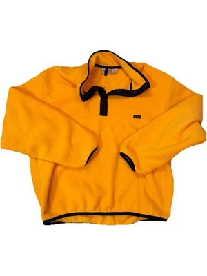 Винтажный шерстяной пуловер сделано в США из флиса желтый 1/4 пуговицы большой - Изображение 1 из 4