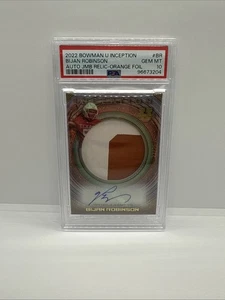 2022 Bowman U Inception Bijan Robinson Auto Jumbo Relic Orange Foil 23/25 PSA 10 - Picture 1 of 2