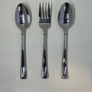 Oneida Lincoln Stainless Flatware Serving Set 3-Piece Slotted Spoon Fork Spoon - Picture 1 of 13