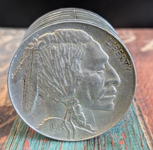 MONEDA DE COLECCIÓN 1913 APILADA BANCO DE NÍQUEL BÚFALO INDIO LANZAMIENTO 1975 (a) - Imagen 1 de 5