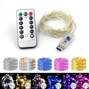 8Modes USB 5M 10M 20M String of copper wire fairy lights wedding Christmas party - Picture 1 of 21