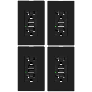 GFCI Steckdose 20 Amp Erdschluss Stromkreis Unterbrecher manipulationssicher WR schwarz ×4 - Bild 1 von 12