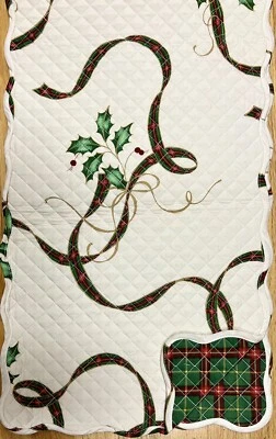Lenox Holiday Nouveau Quilted Tartan Plaid Table Runner 14” X 72” Christmas - Image 1 of 2