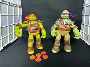 Michelangelo & Donatello - TMNT - Flingers - 2012 - 6" - Free Postage -Used - Picture 1 of 5
