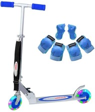 ChromeWheels Scooter for Kids, Deluxe Scooters Blue With Protective Gear Set