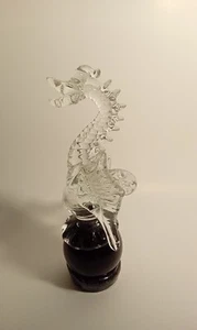 Beautiful Crystal Winged Dragon Perched on 2 1/2" Black Onyx Sphere 8" Tall - Picture 1 of 19