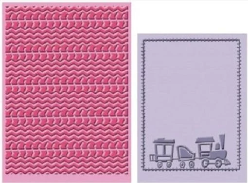 Cuttlebug Cricut Beep Beep Embossing Folder 2001046 Train Choo Choo Sweater Knit - Image 1 of 1