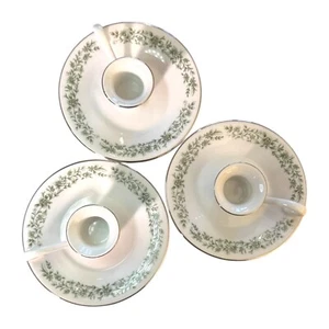 3 Mikasa Candle Holders Fine China G9059 white with green floral design Japan 5” - Picture 1 of 8