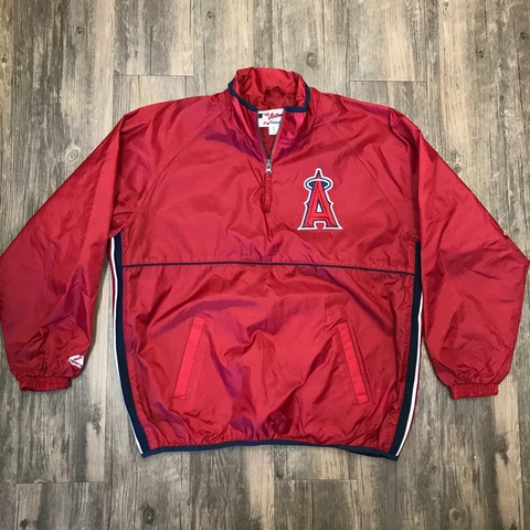 Angels Sweater Size XL Majestic Authentie LA 100% Nylon Pullover 1/4 Zip Cover