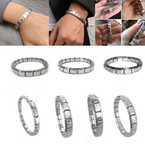 Silver Italian Charm Bracelet Adjustable Charms Engraved Stainless Steel Gifts - Picture 1 of 28