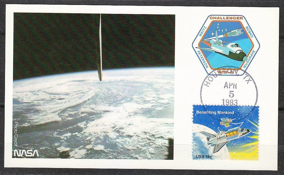 United States 1983 April 4 space Maxi Card Shuttle Challenger STS-6 spacewalking - Image 1 of 1