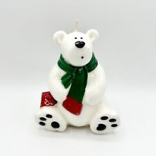 Vintage Wax Candle Scotts Polar Bear Christmas Holiday Decor Molded Scarf Unlit