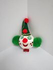 VTG Christmas Clown Tiny Treasure Ornament Merri Mac Pom-Pom Green Handmade Pin 