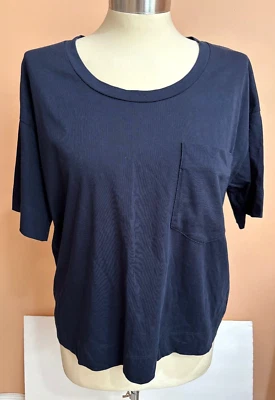 DEMYLEE Нью-Йорк негабаритный карман футболка верхний размер XS темно-синий мягкий хлопок коробка - Изображение 1 из 4