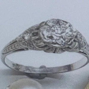 1920s Round Brilliant OldCut  Diamond Platinum Ring O Val $7750 Percy Marcs Box - Picture 1 of 20