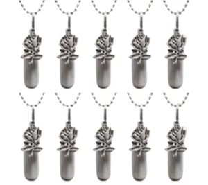 Set of TEN Brushed Silver Rose CREMATION URNS w/Velvet Pouches, Chains, Fill Kit - Picture 1 of 6