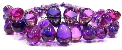 AAAA+Rare~Pink Purple Sapphire Smooth Teardrop Beads Briolettes Polished Beads. - Image 1 of 4