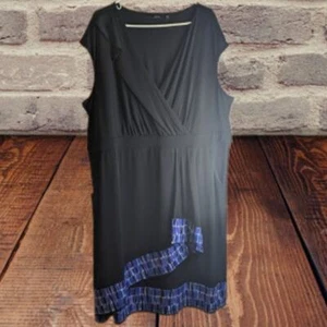 Apt. 9 3XL sleeveless black and blue Faux wrap dress. Stretch. Work, travel. - Picture 1 of 1