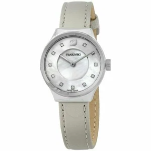 SWAROVSKI WOMEN'S DREAMY GRAY LEATHER MOTHER OF PEARL DIAL WATCH MSRP $299 - Picture 1 of 5